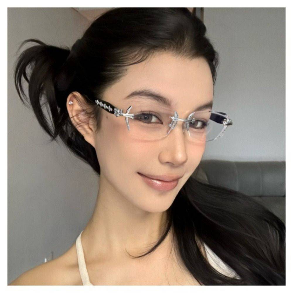 Retro Frameless Computer Glasses - Metal & PC Frame, UV & Blue Light Protection #9