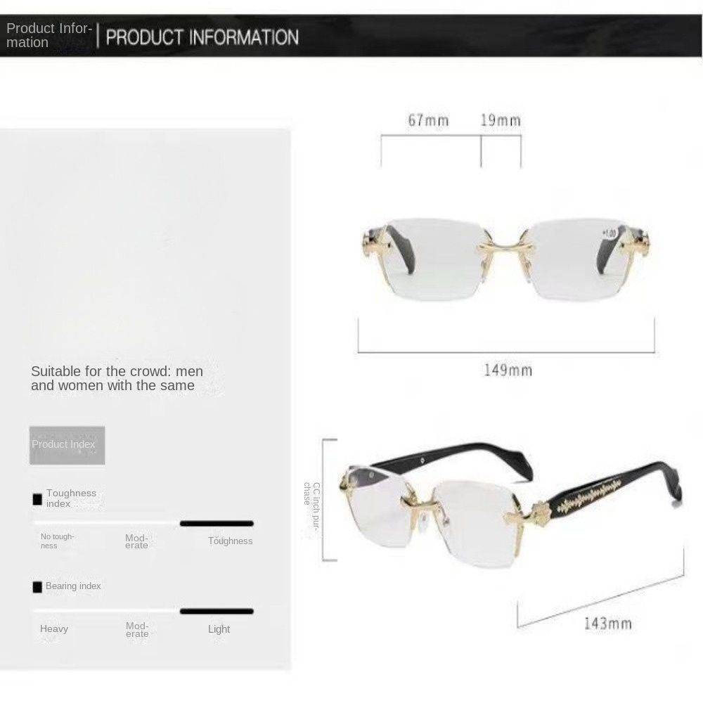 Retro Frameless Computer Glasses - Metal & PC Frame, UV & Blue Light Protection #5