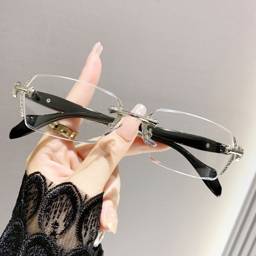 Retro Frameless Computer Glasses - Metal & PC Frame, UV & Blue Light Protection #1