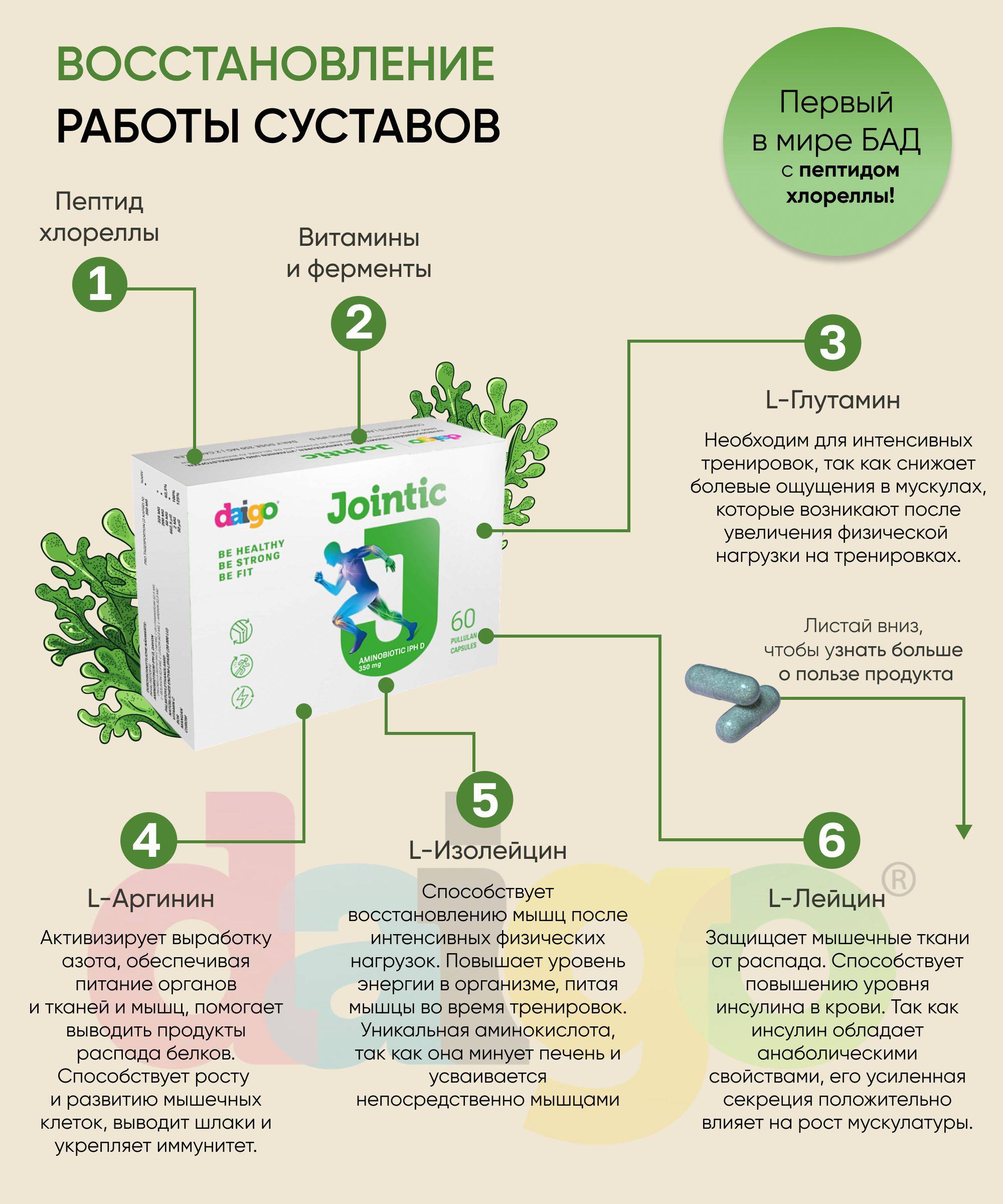 Daigo Jointic Bone and Joint Supplement with Chlorella Peptide and Amino Acids - 60 Capsules #3