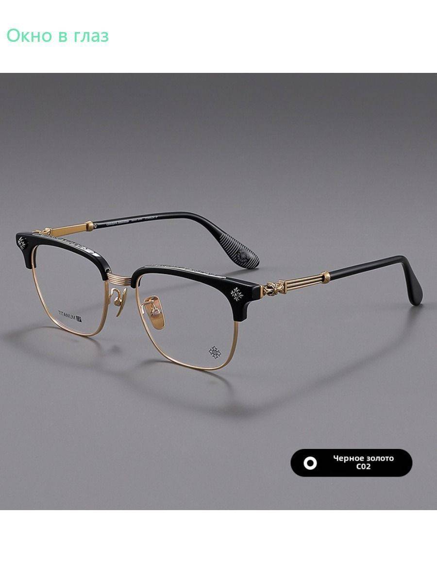 Chrome Hearts CH5192 Unisex Eyeglass Frames – Black/Silver Half‑Rim #11