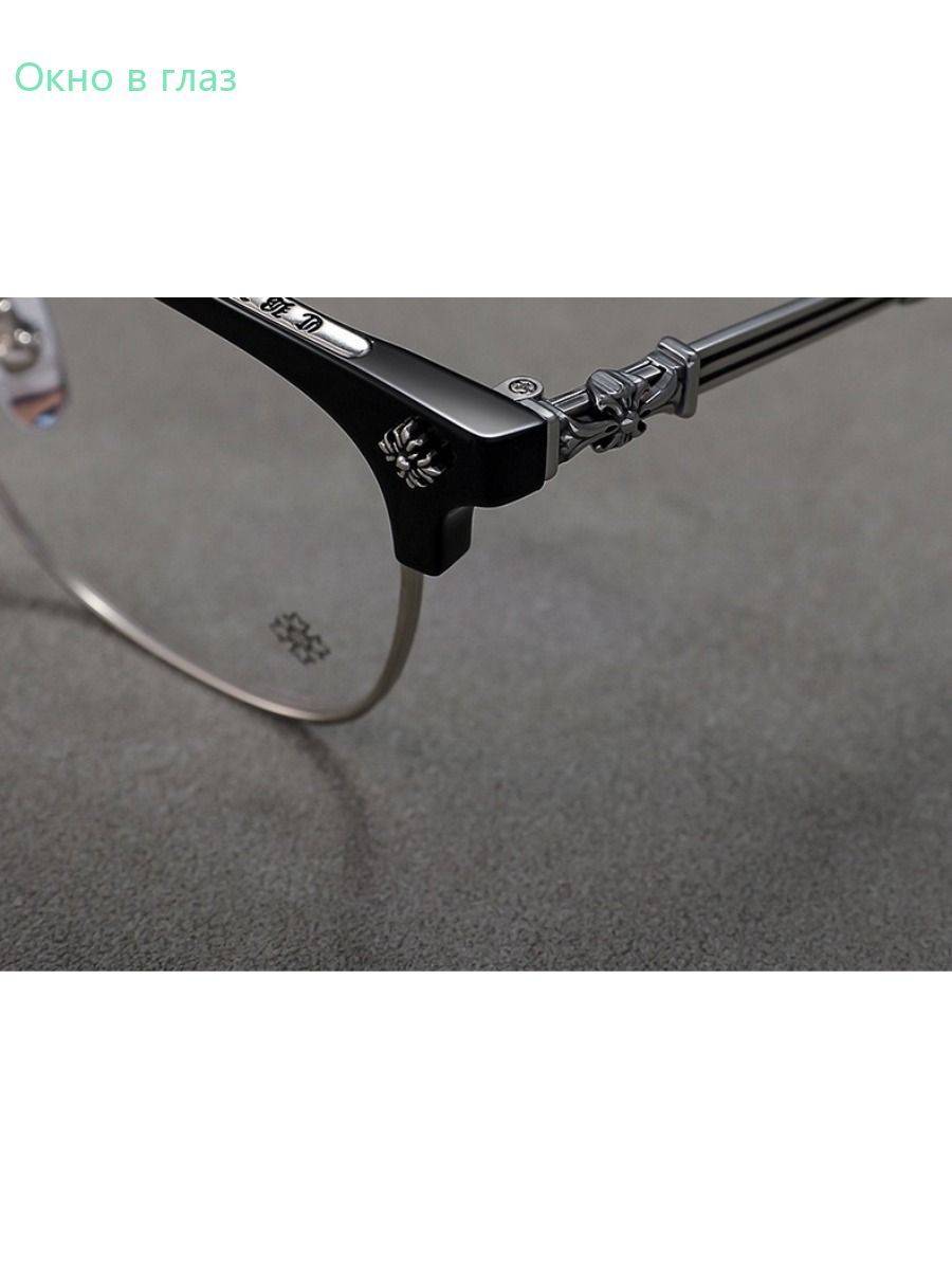 Chrome Hearts CH5192 Unisex Eyeglass Frames – Black/Silver Half‑Rim #10