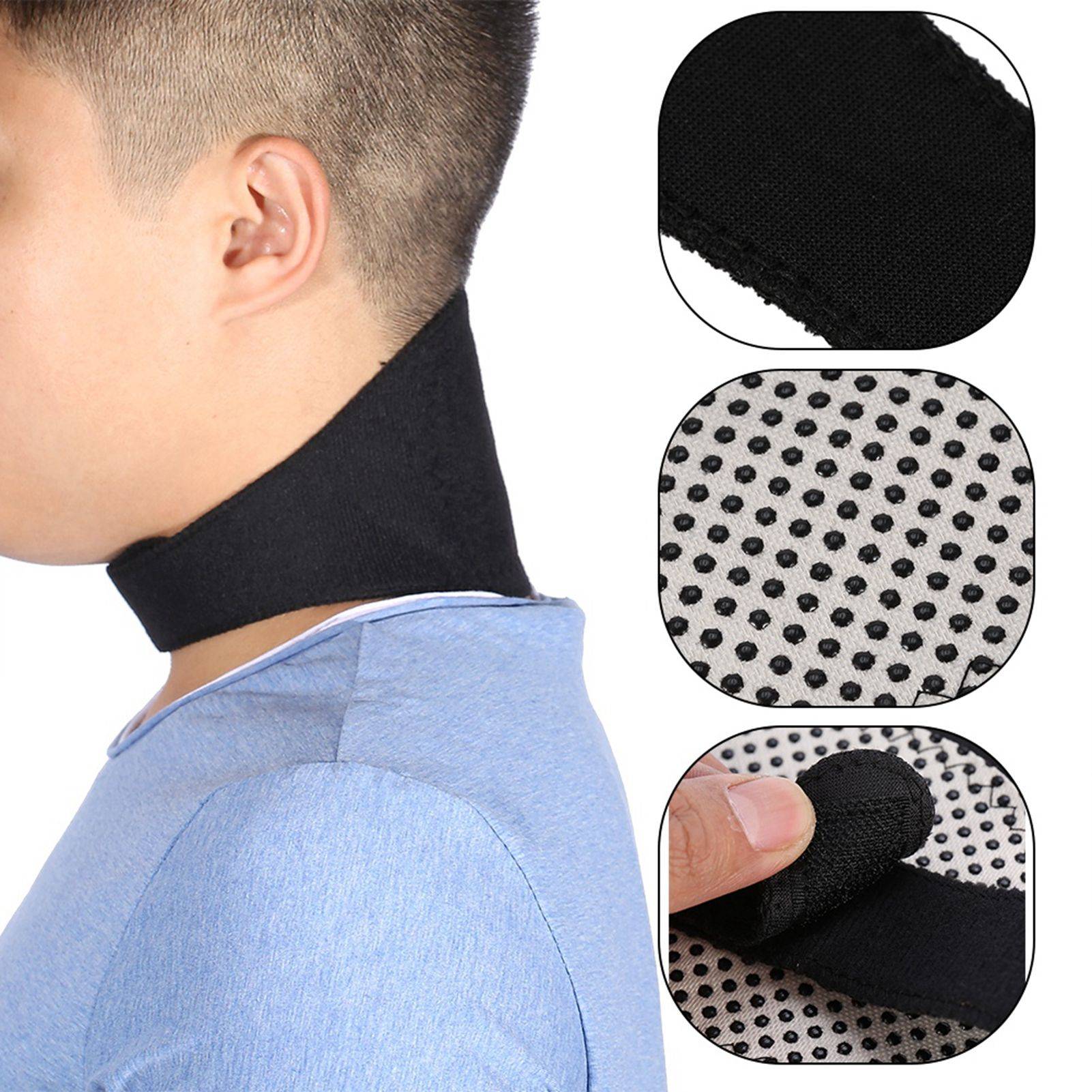 Tourmaline Self-Heating Neck Collar with Bamboo Charcoal and Magnets, Black #7