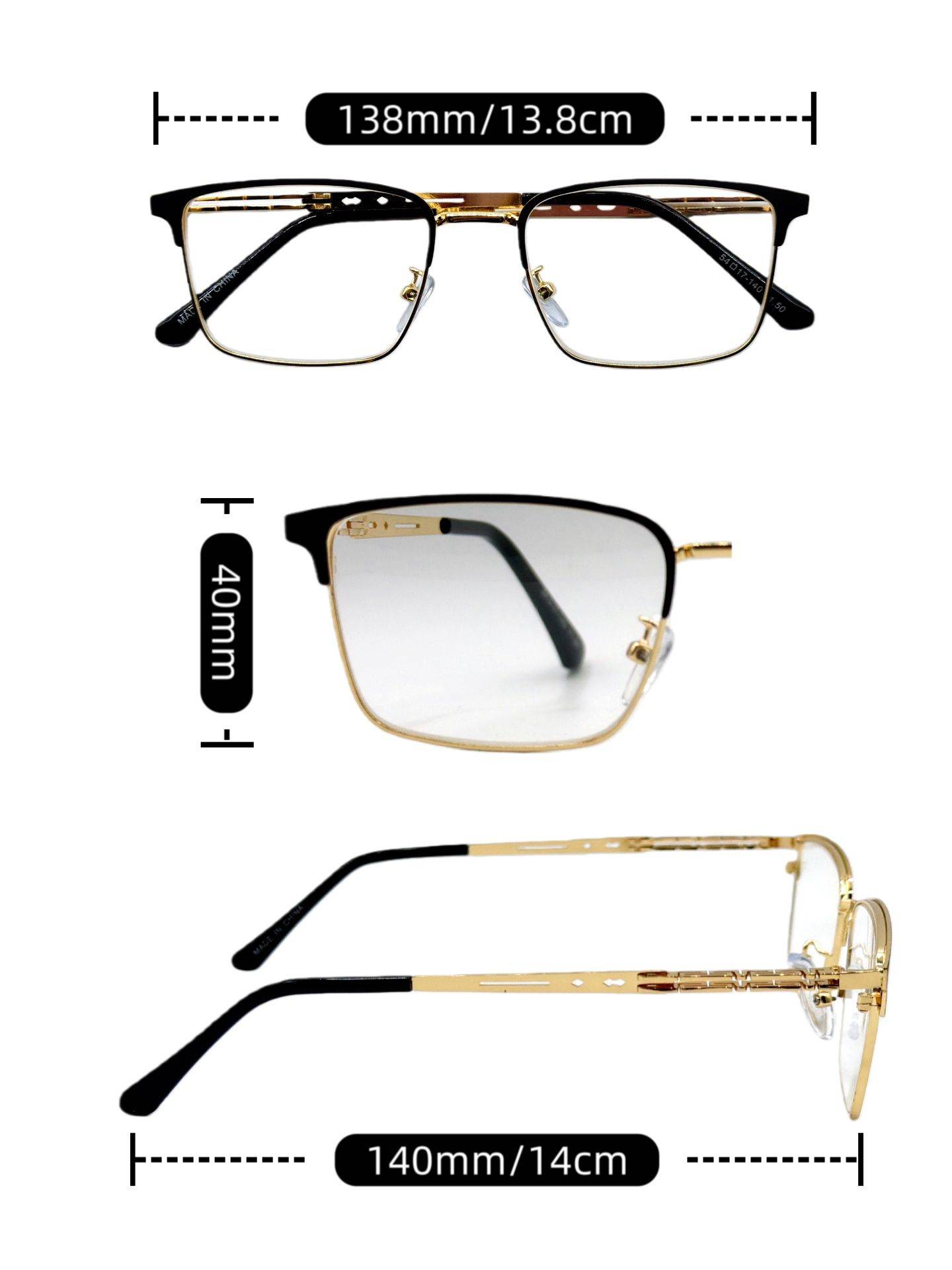 Rostov Optics Universal Computer Glasses +1.0 to +4.0 Metal Frame Black-Gold Greek Key Classic #18