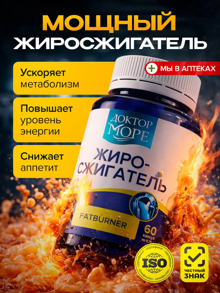 Doctor More Fat Burner Capsules with L-Carnitine, Chromium, Choline, Garcinia, Synephrine, Kelp — 60 Capsules #1