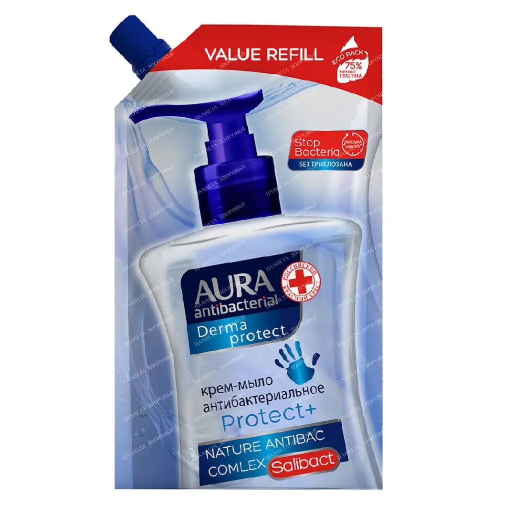 AURA antibacterial Derma protect Liquid antibacterial cream-soap Protect+, 250 ml