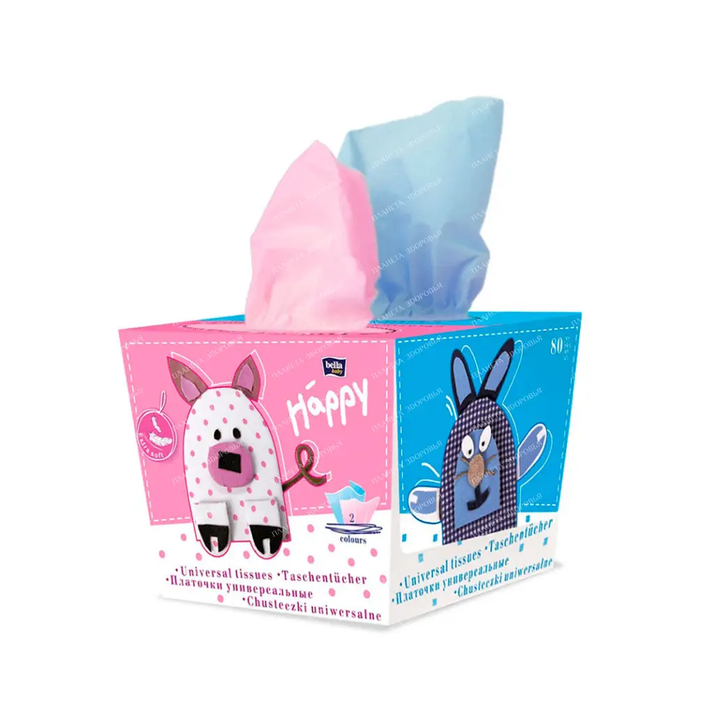 Bella Baby Happy Universal two-layer handkerchiefs in various colors "pig", 40+40 pcs