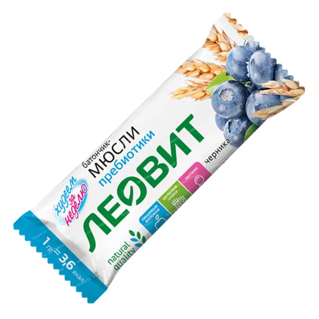 Muesli bar with blueberries and lutein. Packing 30 g