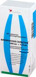 Astellas Flemoklav Solutab, 500 mg + 125 mg, 20 tab. Disp.