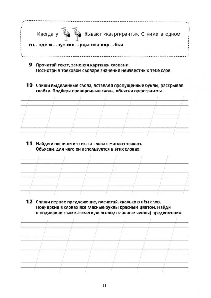 Рабочая тетрадь «Логоментальные прописи и тренажеры для начальной школы. Птицы». Обучение чтению и письму. Нейропрописи фото книги 11