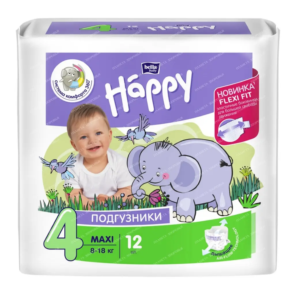 Bella Baby Happy Maxi Hygienic diapers for children (Flexi Fit), 12 pcs
