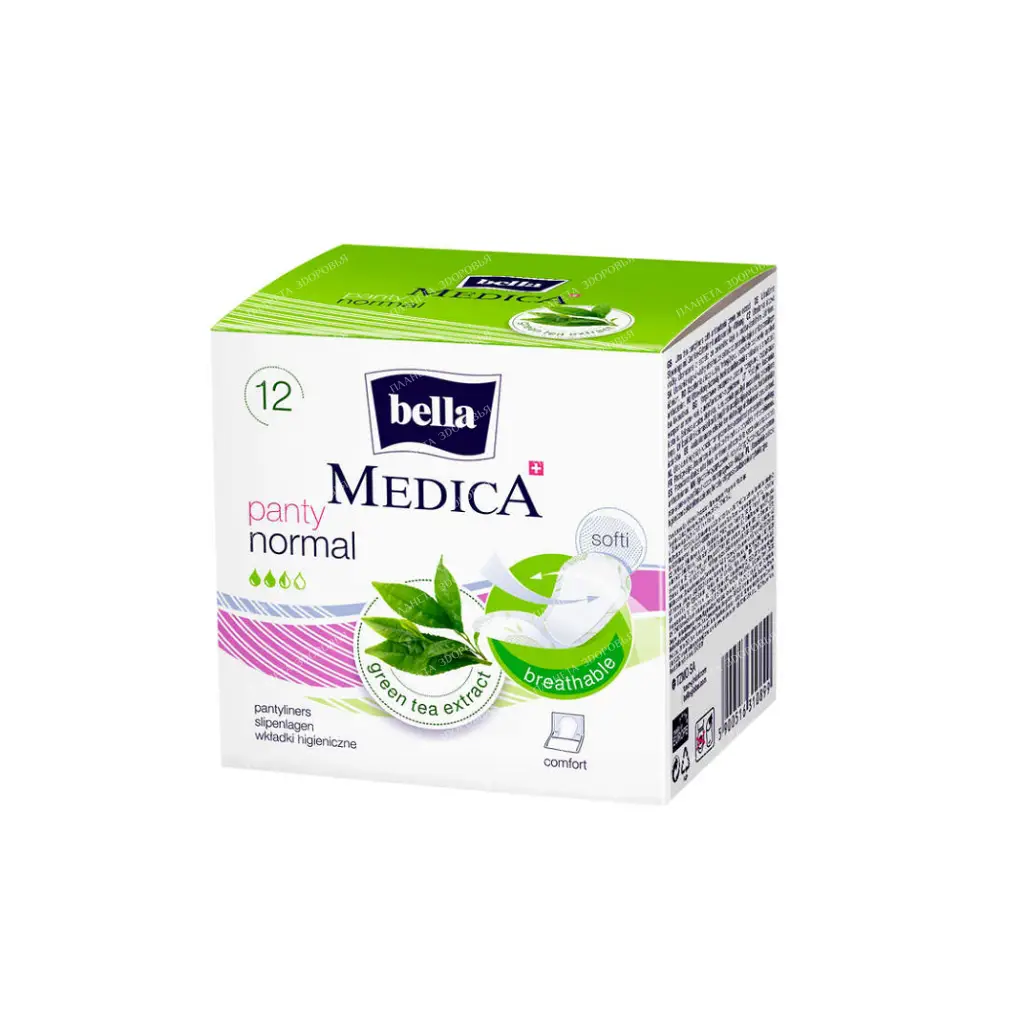 Bella Medica Ultra-thin panty liners for women with green tea extract size panty normal 12pcs