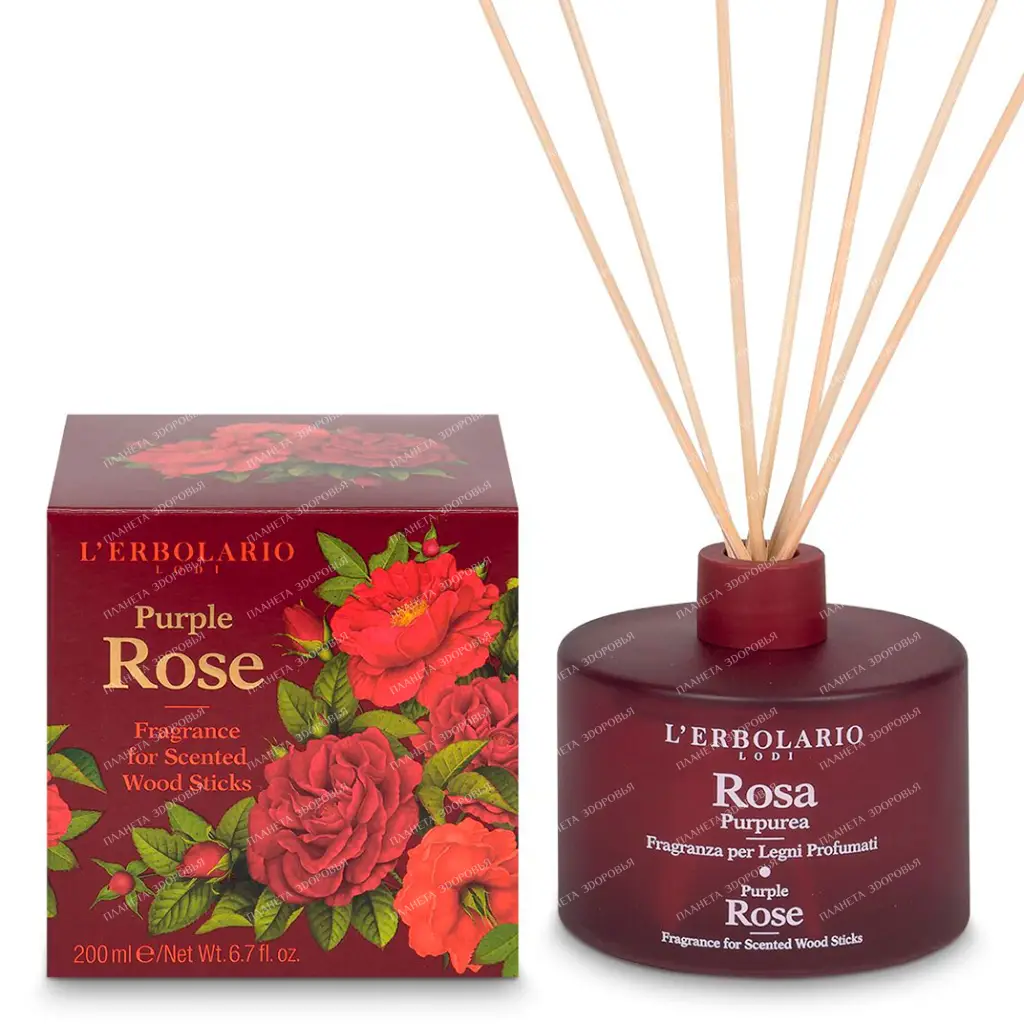 L'Erbolario "PURPLE ROSE" Scented solution for impregnating rattan sticks, 200 ml