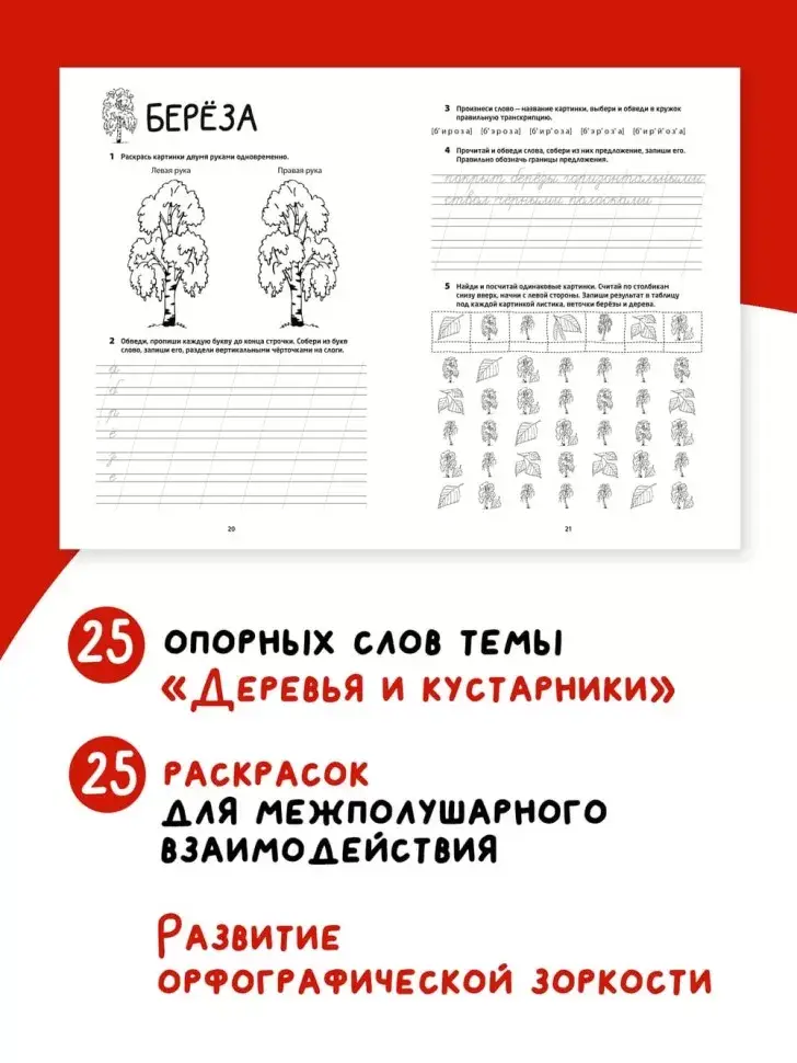 Рабочая тетрадь «Логоментальные прописи и тренажеры для начальной школы. Деревья и кустарники». Обучение чтению и письму. Нейропрописи фото книги 11