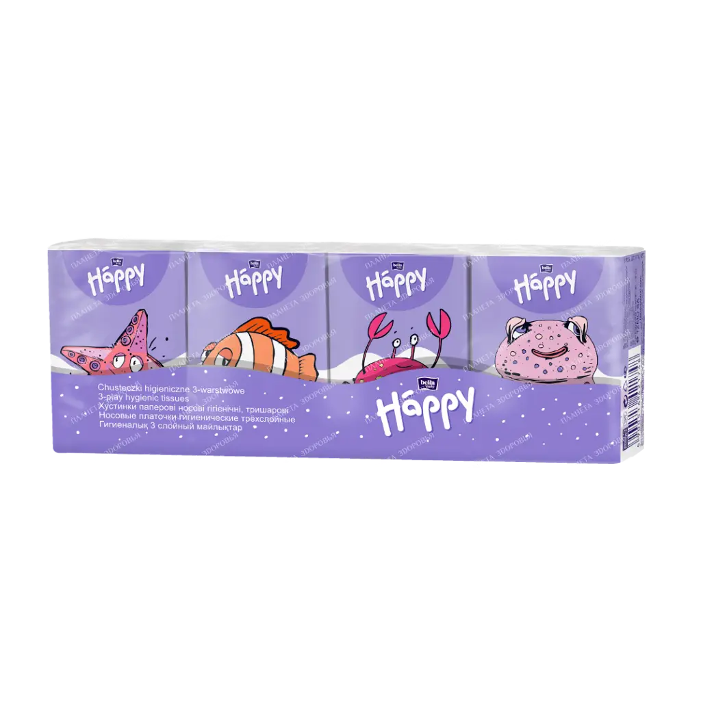 Bella Baby Happy Three-layer paper hygienic handkerchiefs, 9 pcs