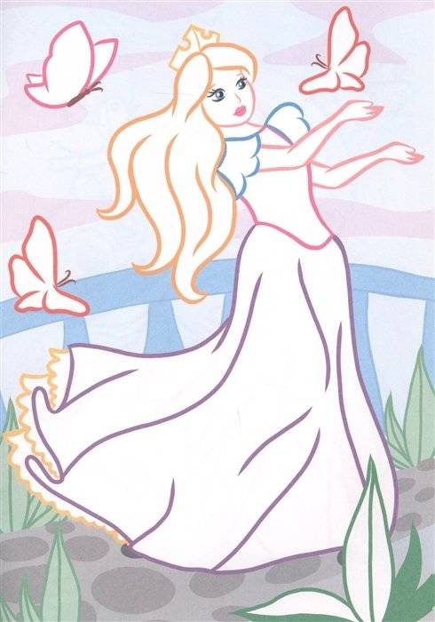 Раскраска с цветным контуром. Принцессы фото книги 5