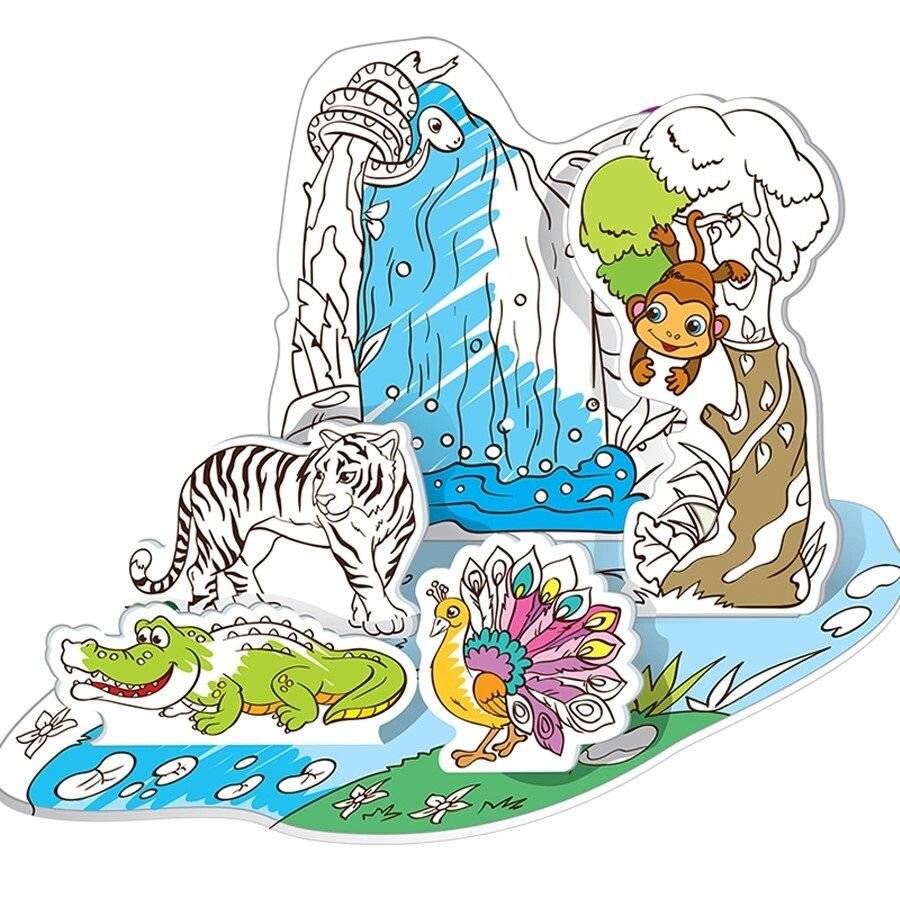 В джунглях. Объемная 3D-раскраска фото книги 2