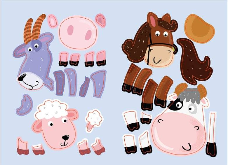 Наклейки с загадками. Собери по частям. В деревне фото книги 3