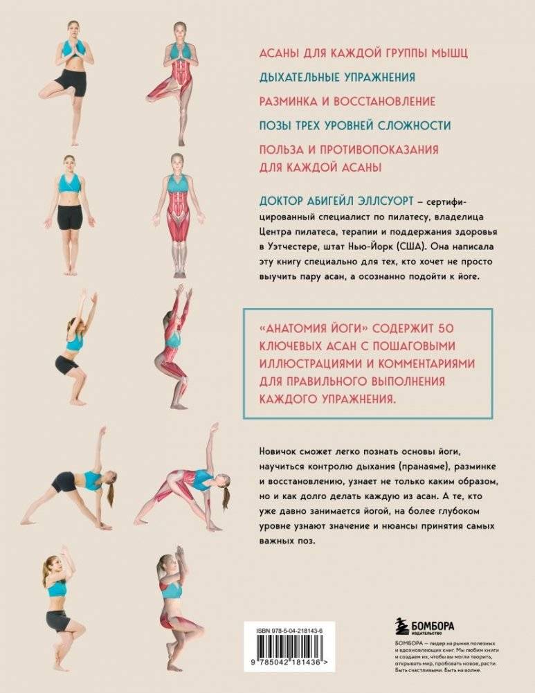 Анатомия йоги. 50 главных асан с анатомическими иллюстрациями, для начинающих и продвинутых фото книги 2