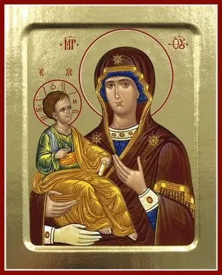 Икона Пресвятой Богородицы Троеручица на дереве фото книги