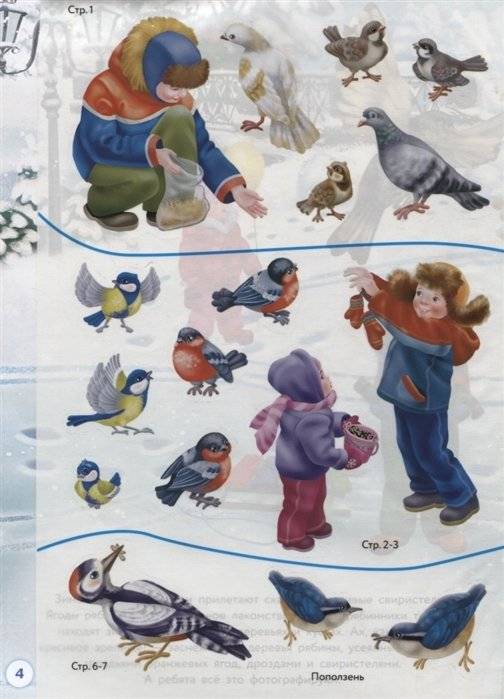 Птички зимой. Дополни картинку фото книги 4