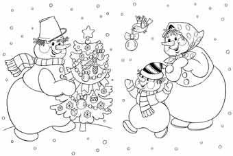 Два снеговика. Раскраска фото книги 2