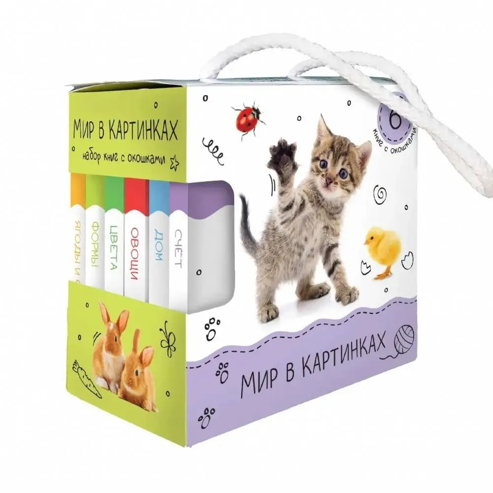 Шоубокс "Мир в картинках". Набор книг с окошками фото книги