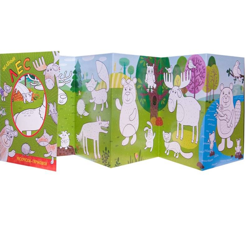 Зеленый лес. Раскраски-гармошки фото книги 2