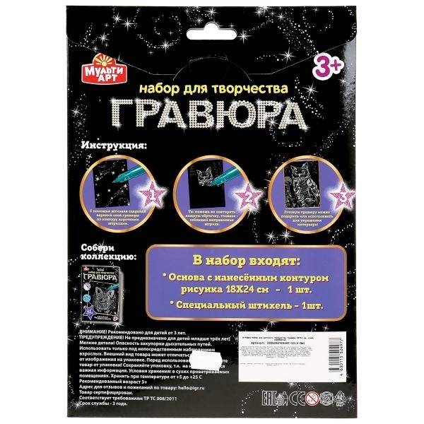 Гравюра, 18х24 см, "Сова", серебряная фото книги 6