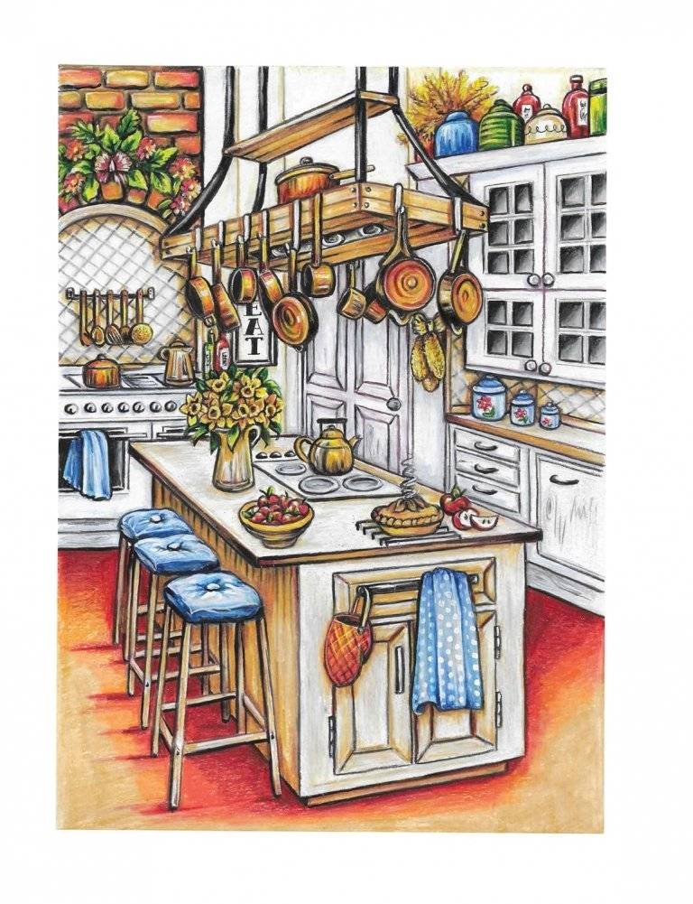 Creative Haven Country Kitchen Charm Coloring Book фото книги 3