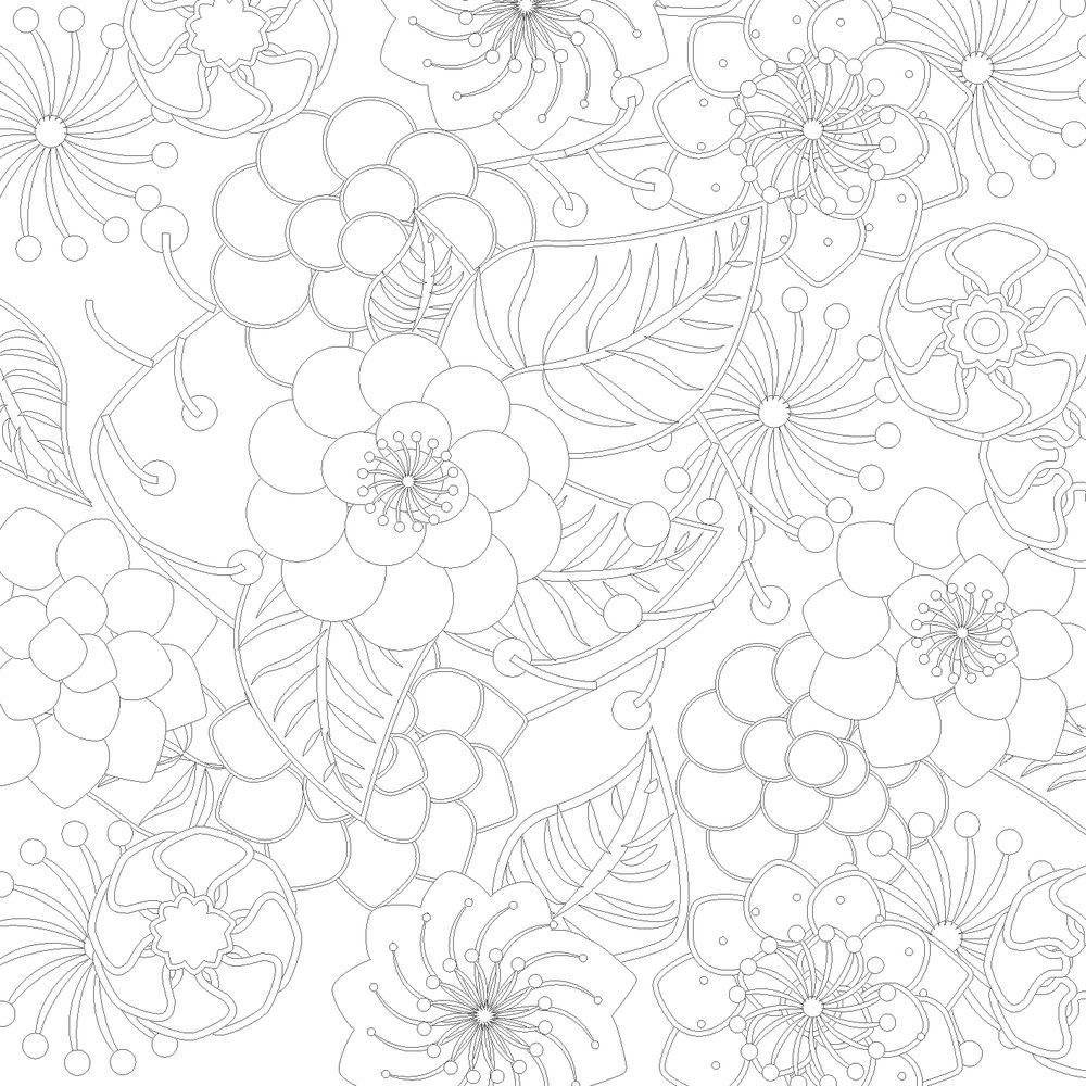 Цветочный рай. 70 рисунков для раскрашивания и снятия стресса фото книги 4