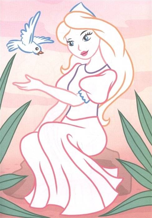 Раскраска с цветным контуром. Принцессы фото книги 2