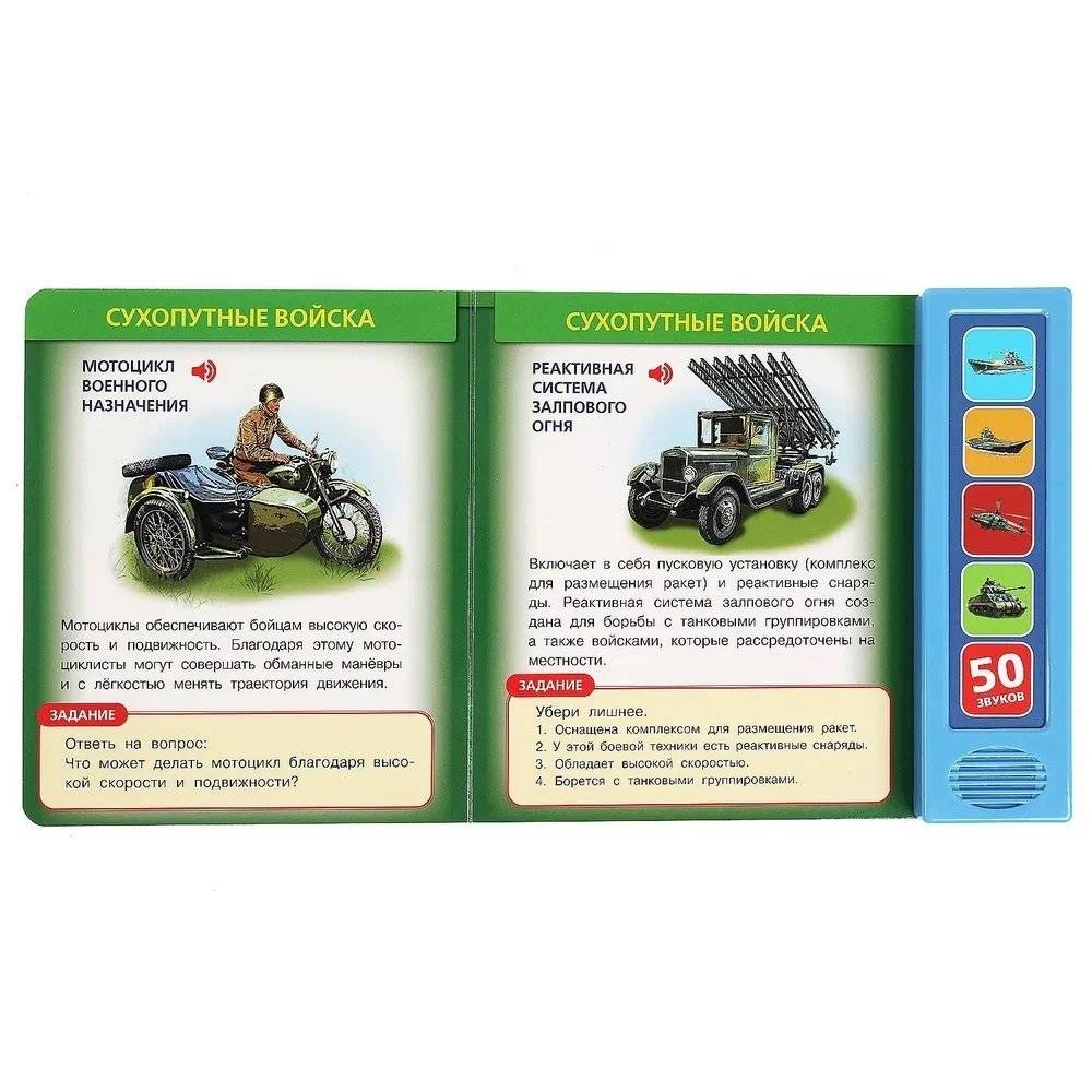 Музыкальная книжка игрушка для малышей. Говорящая энциклопедия. Военная техника фото книги 4