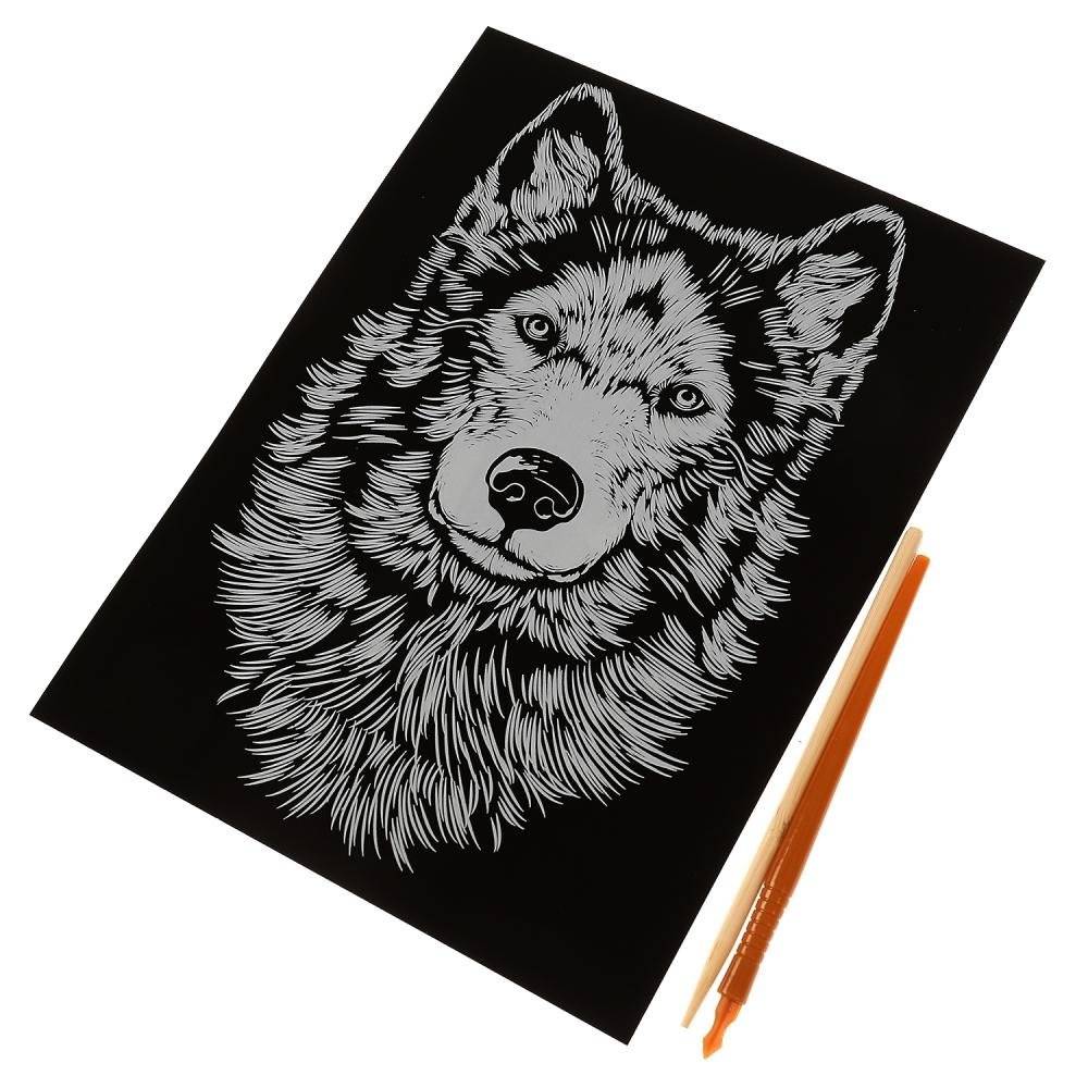 Гравюра 18х24 см, хаски, серебряная MultiArt фото книги 2