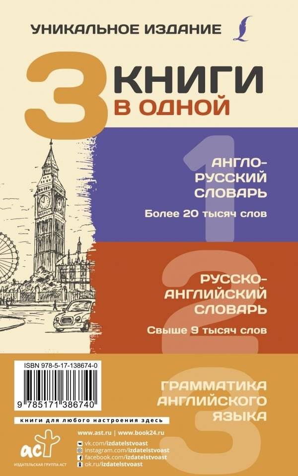 3 книги в одной. Англо-русский словарь. Русско-английский словарь. Грамматика английского языка фото книги 2