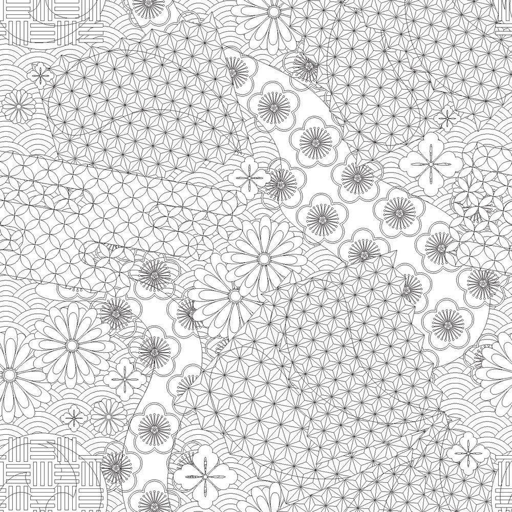 Загадочная Япония. 70 рисунков для раскрашивания и снятия стресса фото книги 2