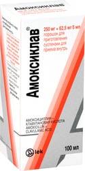 Lek Amoxiclav powder, (250 mg + 62.50 mg) / 5 ml, 100 ml.