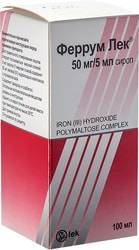 Lek Ferrum Lek Syrup, 50 mg / 5 ml, 100 ml.