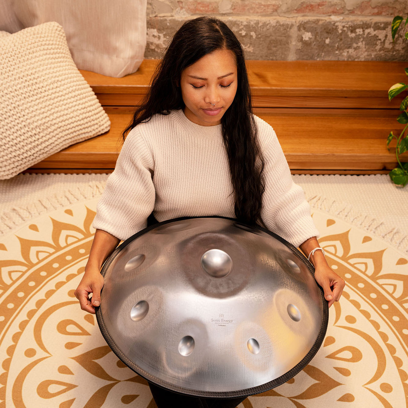 Meinl Sonic Energy Sensory Handpan Stainless Steel D Amara 9 Notes 440 Hz - Silver - Nobody is perfect (1B-HPSTL91S)