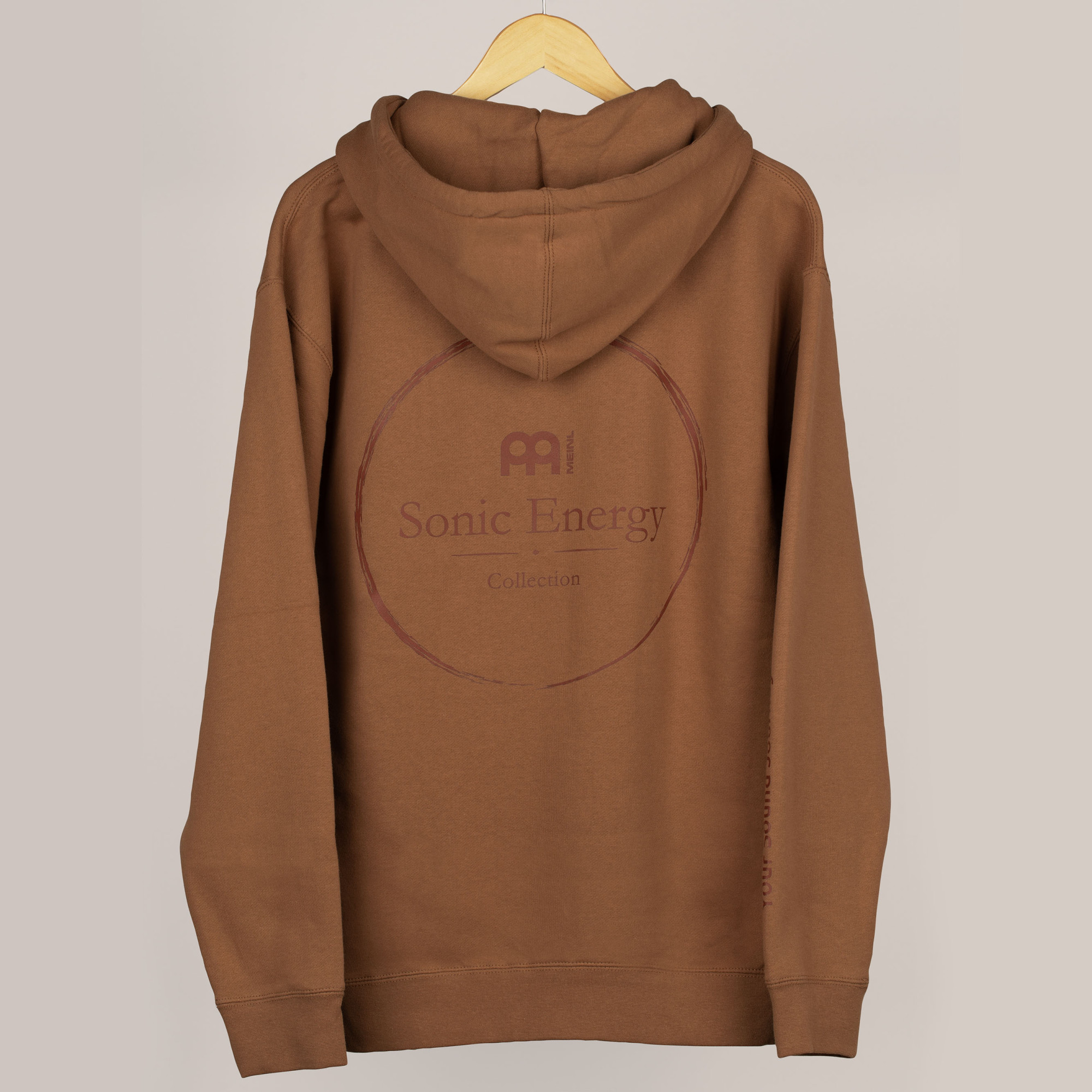 Meinl Sonic Energy Hoodie Saddle with dark brown front, back & sleeve print (SE-HO-SAD-L)