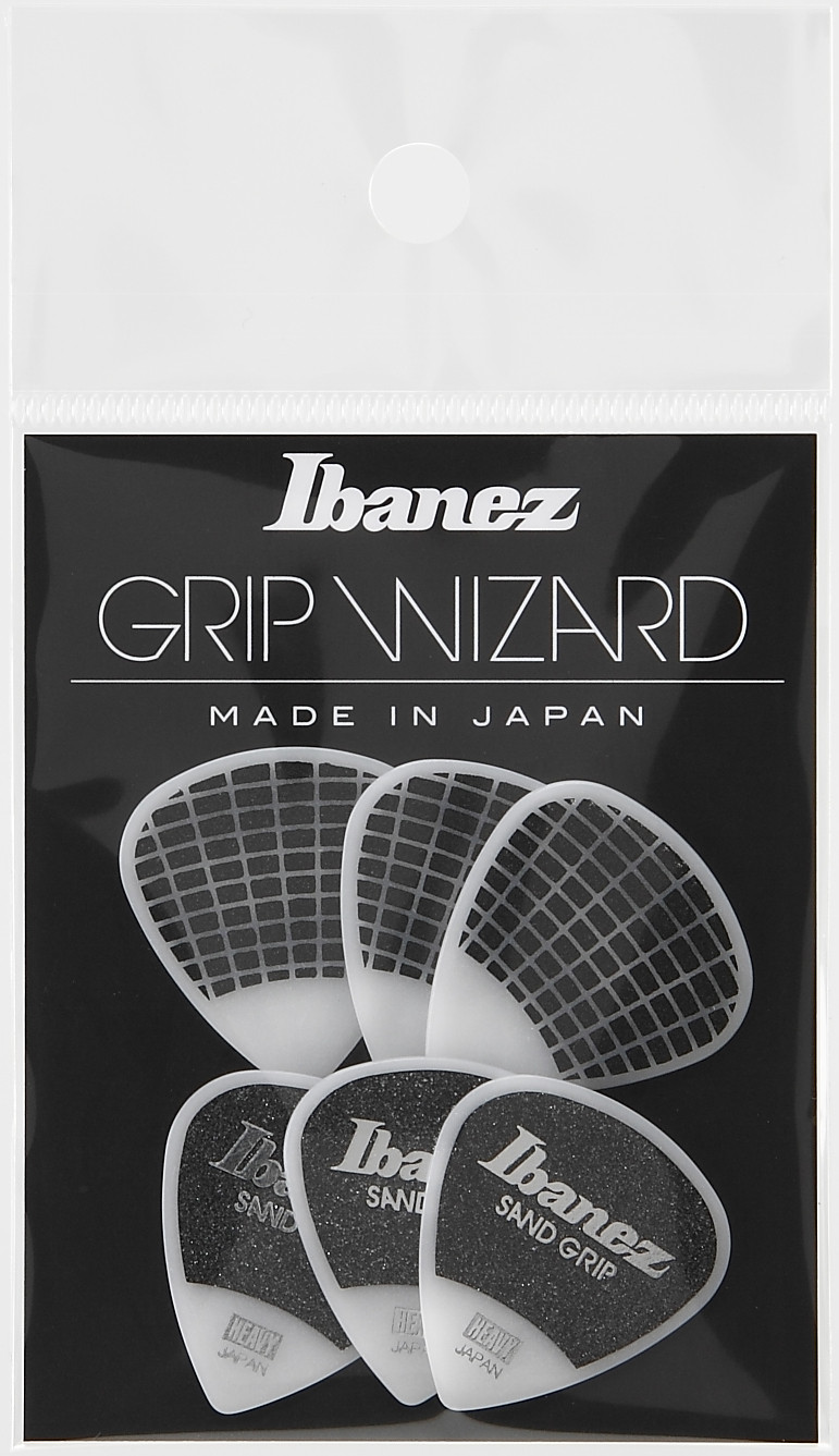 IBANEZ Grip Wizard Series Sand Grip Flat Picks - 6 pcs (PPA16HSG-WH)