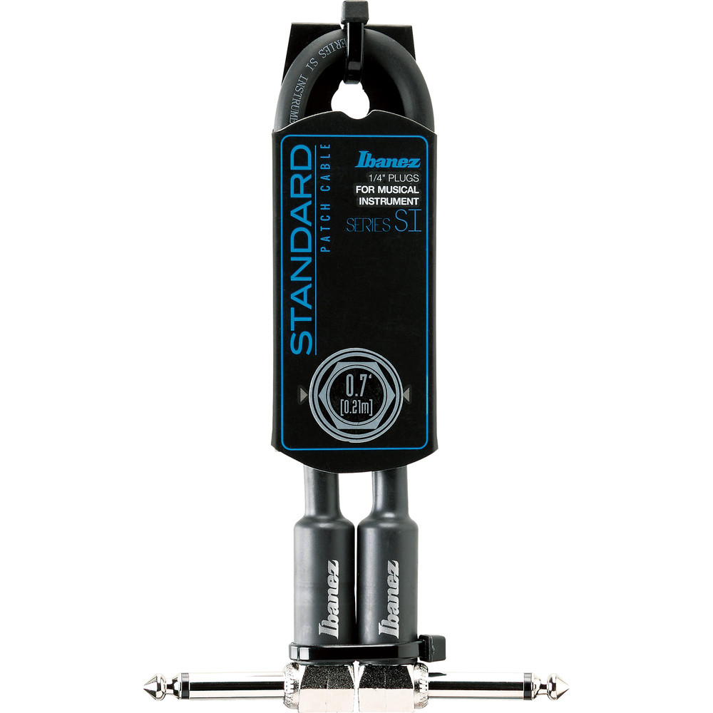 IBANEZ SI Serie (Standard) Instrumentenkabel - 2 abgewinkelte Stecker 3-teiliges Set Patch Kabel - Klinke - Klinke, Schwarz - 0,21 m / 0,7 ft (SI07P)