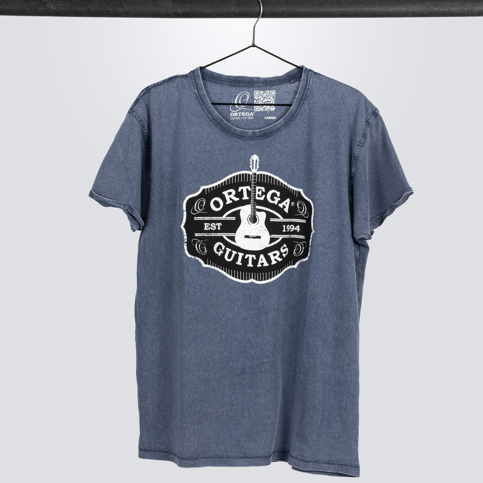 ORTEGA Americana Guitar T-Shirt - Vintage Washed Blue/S (OTS4-VBL-S)