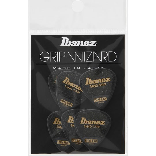 IBANEZ Grip Wizard Series Sand Grip Flat Picks - 6 pcs (PPA16XSG-BK)