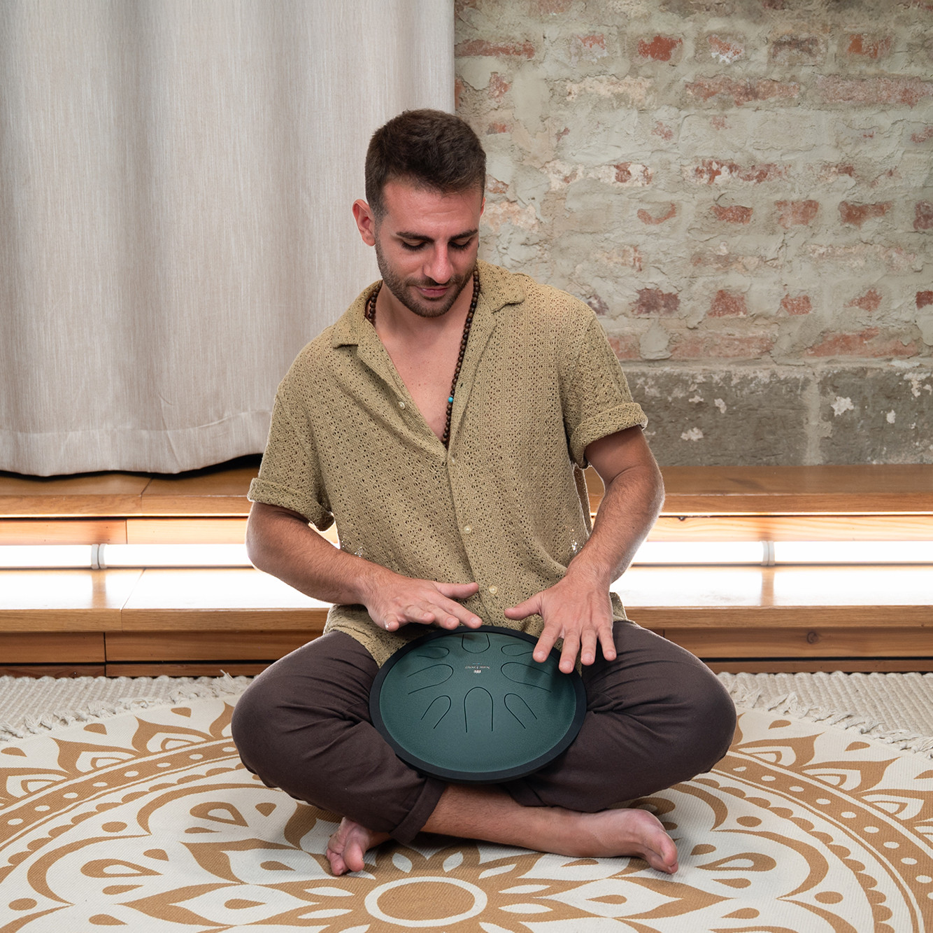 Meinl Sonic Energy 10" Compact Steel Tongue Drum, H Moll, 8 Töne, 432 Hz, Dunkelgrün (CSTD1DG)