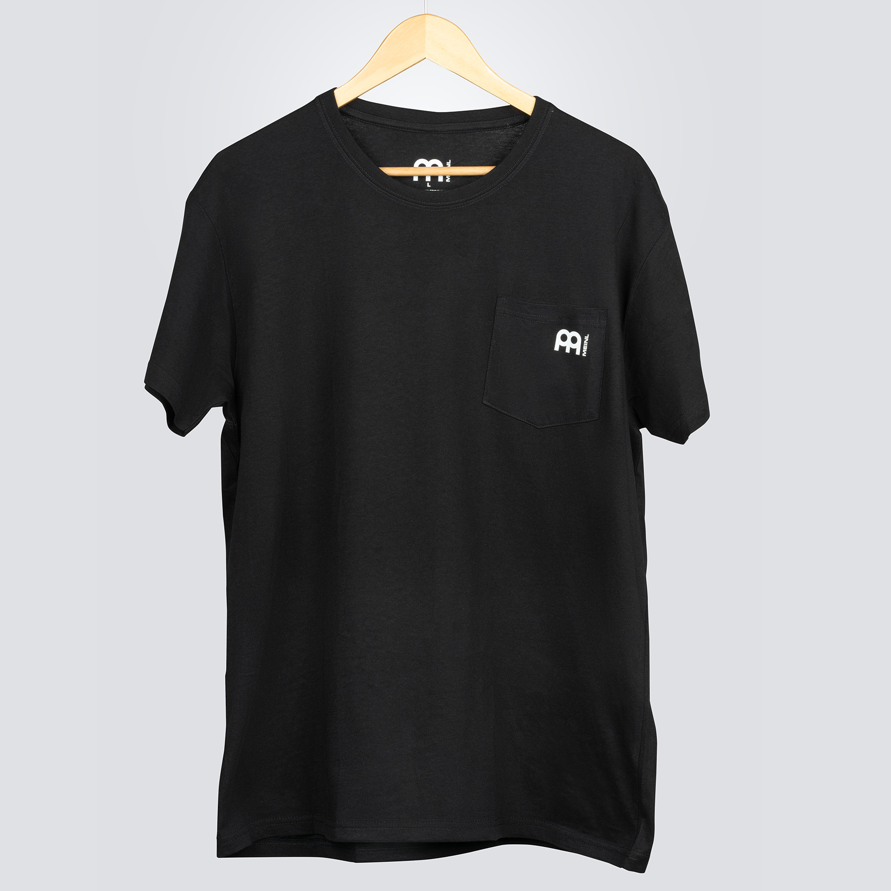 MEINL T-Shirt Black – With white logo on left chest pocket (M-POCK-BK-L)