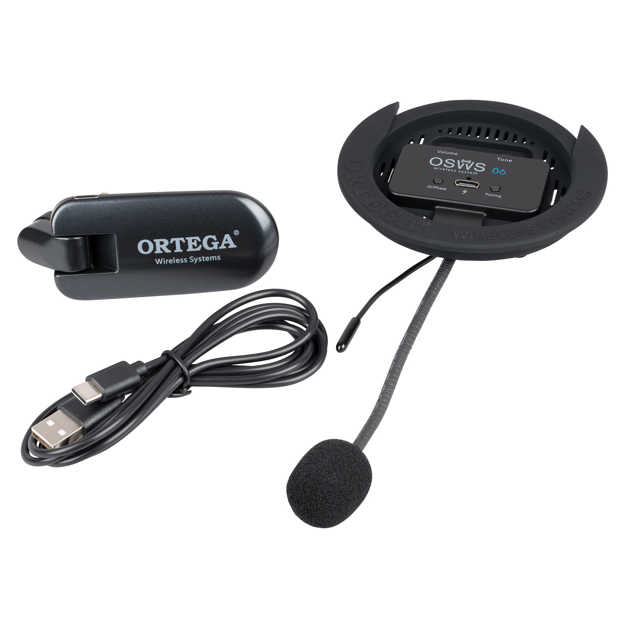 ORTEGA Kabelloses Schallloch-Tonabnehmersystem für klassische Gitarren - 86 mm Durchmesser (OSWS86)