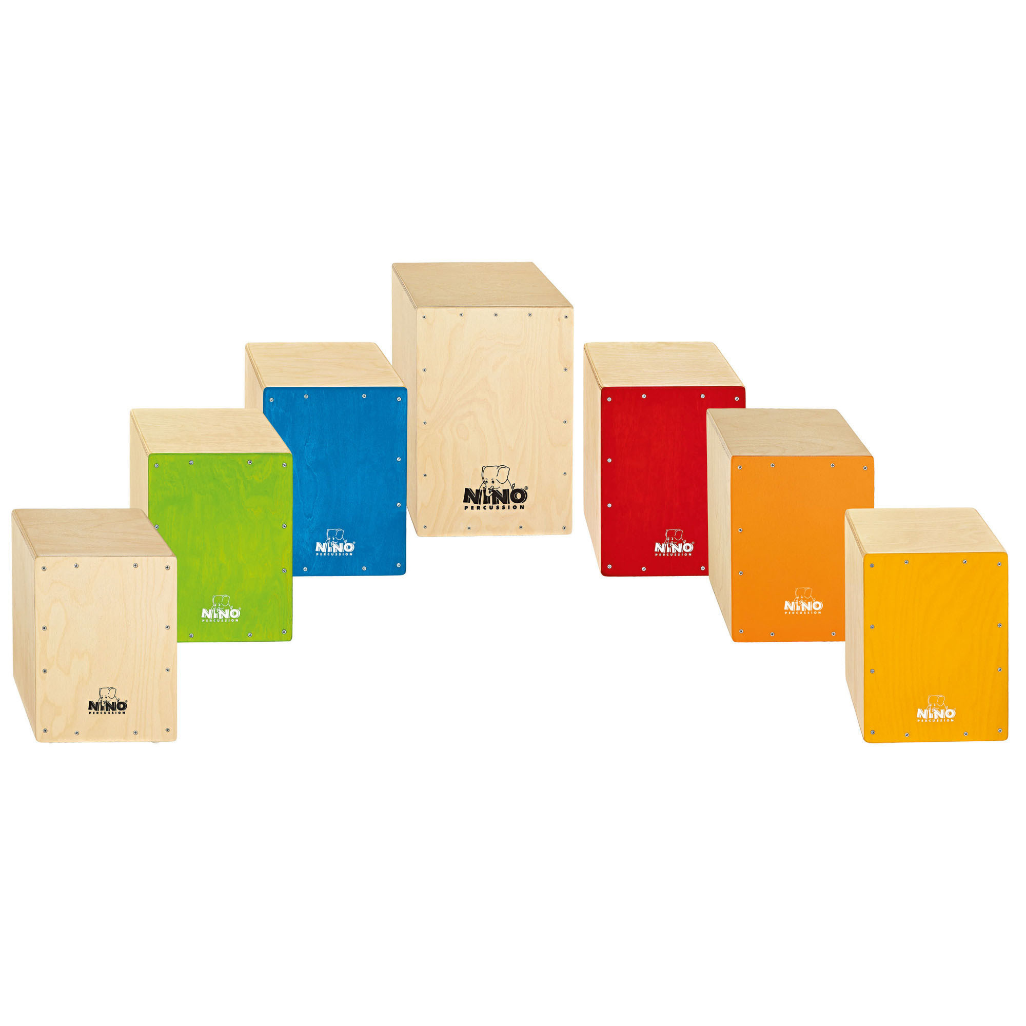 NINO Percussion Cajon Rhythmus Set fürs Klassenzimmer - 7 teilig (NINOSET950)