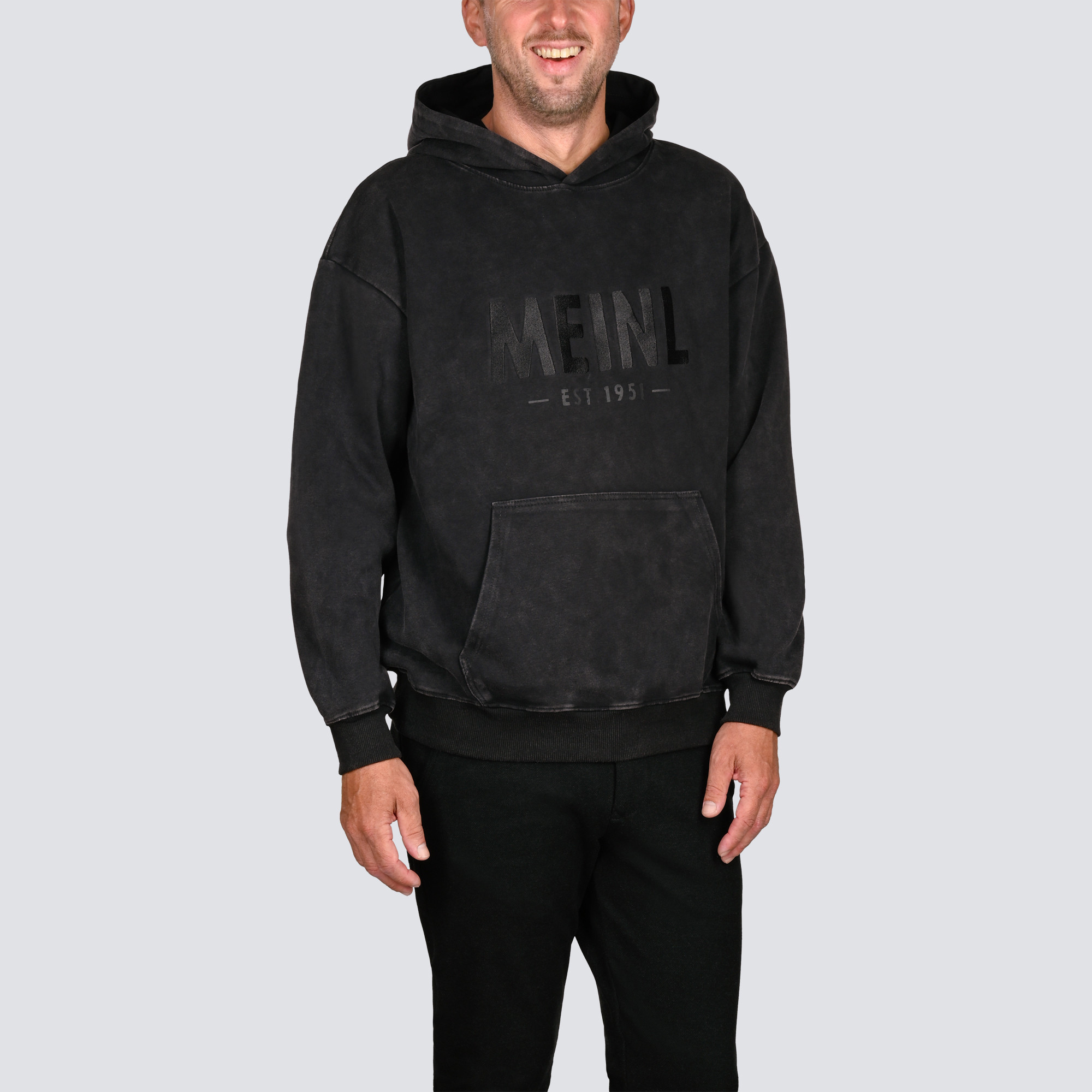 MEINL Oversized Hoodie Vintage Logo – Denim Gray (M-HOOD-WB-L)