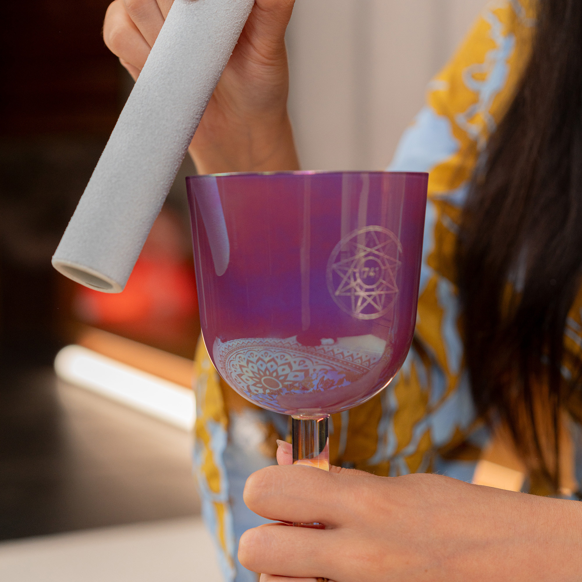 MEINL Sonic Energy 3.75"Essence Solfeggio Crystal Singing Bowl Sol 741 Hz, Lavender Purple (ESOLCSB741)